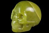 Realistic, Polished Jade (Nephrite) Skull #116438-1